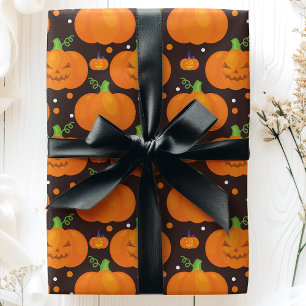 Halloween Pompoen Griezeld Grimas Lantaarn Patroon Cadeaupapier