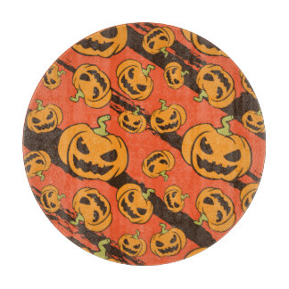 Halloween pompoen: griezelig naadloos patroon snijplank
