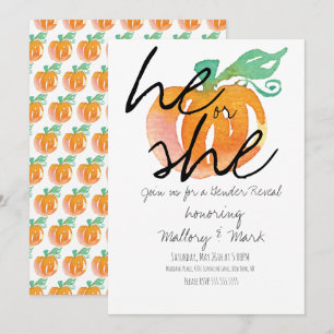 Halloween Pompoen Hand Waterverf Geslacht Reveal  Kaart