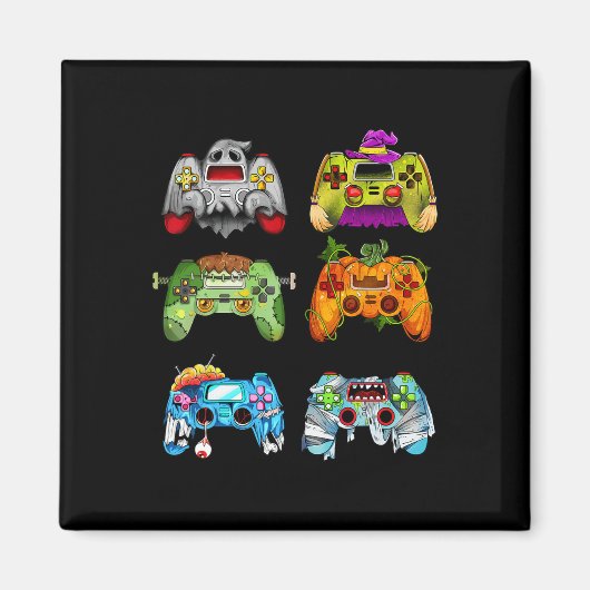 Halloween pompoen heks gaming controllers zombie magneet (Voorkant)