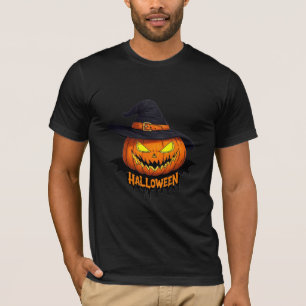 Halloween Pompoen Heks Hoed Griezelijk Gezicht 🎃 T-shirt