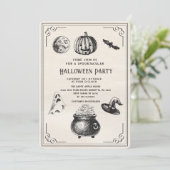 Halloween  pompoen heks party uitnodiging (Staand voorkant)