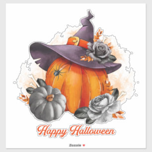 Halloween pompoen, heksen Pet, Rozen en Botten Sticker