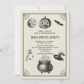 Halloween  pompoen heksenfeest kaart (Voorkant)