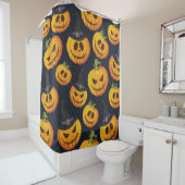 Halloween pompoen:  heksenpatroon douchegordijn (In situ)