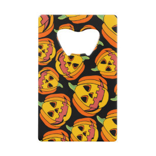 Halloween pompoen: herfstsymbool kredietkaart flessenopener