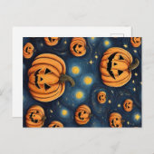 Halloween Pompoen in de sterrennacht Briefkaart (Voorkant / Achterkant)