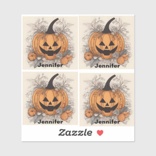 Halloween  pompoen. Jack-O-Lantern Sticker (Vel)