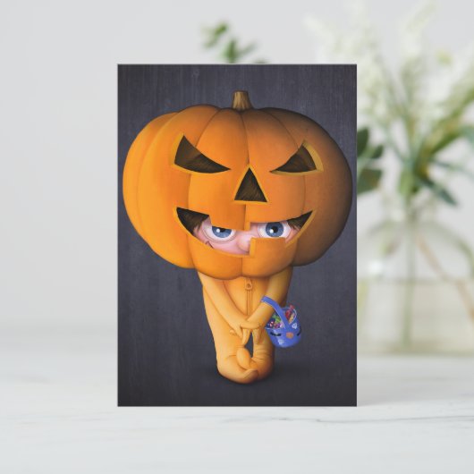 Halloween pompoen kaart (Staand voorkant)