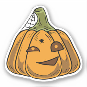 Halloween pompoen karakter sticker