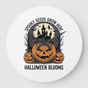 Halloween Pompoen Kasteel Vintage Griezelen Shirt_ Grote Klok