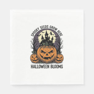 Halloween Pompoen Kasteel Vintage Griezelen Shirt_ Servet