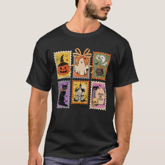 Halloween Pompoen Kat Geest Schedel Coquette Boog T-shirt