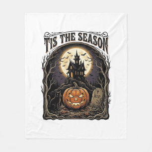 Halloween Pompoen Kat Geheime Vintage Seizoen Scèn Fleece Deken