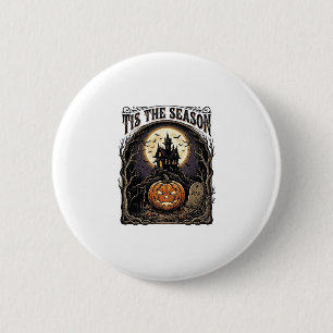 Halloween Pompoen Kat Geheime Vintage Seizoen Scen Ronde Button 5,7 Cm