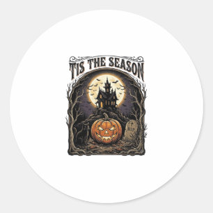 Halloween Pompoen Kat Geheime Vintage Seizoen Scen Ronde Sticker