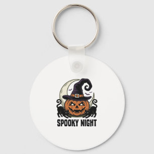 Halloween Pompoen Kat Heks Hoed Vintage T-shirt_1 Sleutelhanger