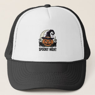 Halloween Pompoen Kat Heks Hoed Vintage T-shirt_1 Trucker Pet
