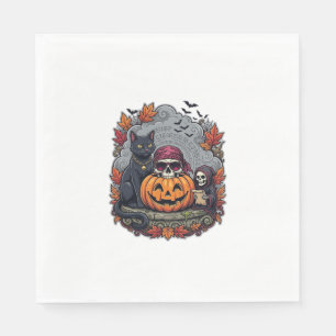 Halloween Pompoen Kat Schedel Grim Reaper Herfst B Servet