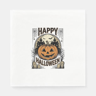 Halloween Pompoen Kerkhof Vintage Griezellig T-Shi Servet
