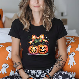 Halloween pompoen kersen Herfst Herfst Waterverf T-shirt
