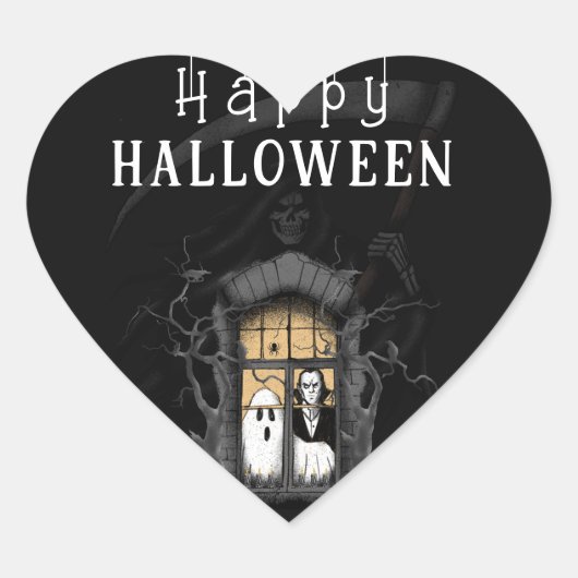 Halloween pompoen kleine boe hart sticker (Voorkant)