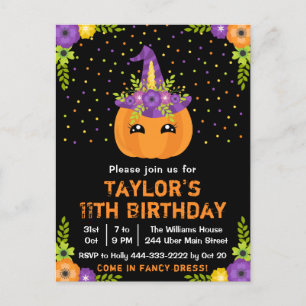 Halloween Pompoen Kostuum Verjaardagsfeest Zwart P Briefkaart