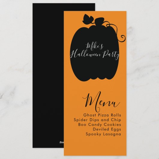 Halloween Pompoen Kostuumfeest Menu (Voorkant / Achterkant)