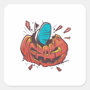 Halloween Pompoen Laat Ons Kapot Gaan Vierkante Sticker
