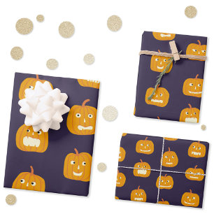 Halloween pompoen lantaarn patroon inpakpapier vel
