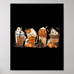 Halloween Pompoen Latte Drink Cup Poster