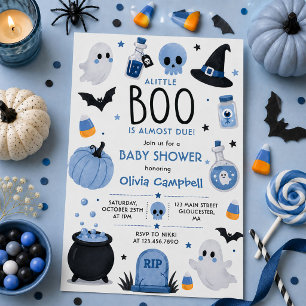 Halloween Pompoen Little Boo Baby Shower Kaart