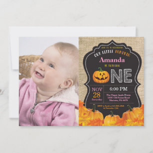Halloween Pompoen Meisje 1e Verjaardag Roze Jute Kaart