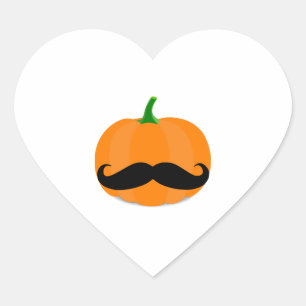 Halloween pompoen met baard hart sticker