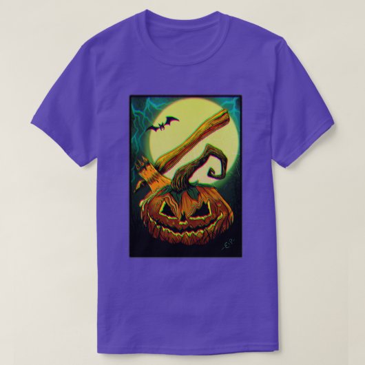 Halloween pompoen met een visueel glitseffect t-shirt (Design voorkant)