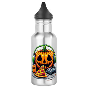 Halloween pompoen met hoofdtelefoon en spelletjes? waterfles