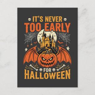 Halloween Pompoen Nooit Te Vroeg Kasteel Grafisch_ Briefkaart
