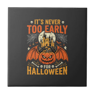 Halloween Pompoen Nooit Te Vroeg Kasteel Grafisch_ Tegeltje