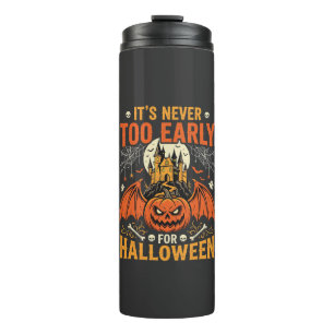 Halloween Pompoen Nooit Te Vroeg Kasteel Grafisch_ Thermosbeker