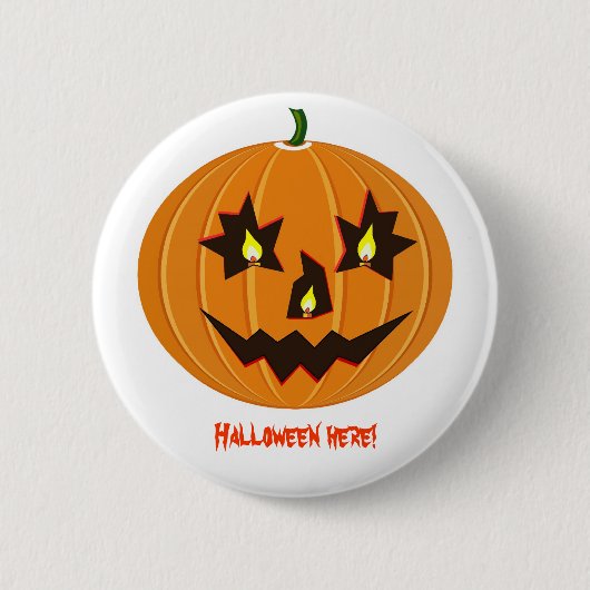 Halloween pompoen op wit ronde button 5,7 cm (Voorkant)