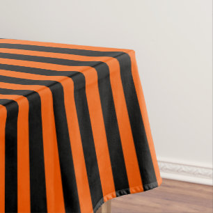 Halloween Pompoen Oranje en Zwarte Streep Tafelkleed
