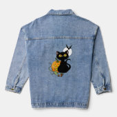 Halloween pompoen Paarse zwarte kat Denim Jacket (Achterkant)