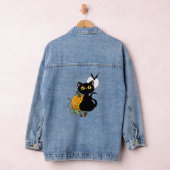 Halloween pompoen Paarse zwarte kat Denim Jacket (Hangar)