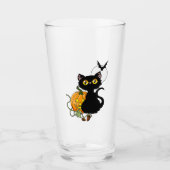 Halloween pompoen Paarse zwarte kat Glas (Voorkant)