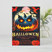 Halloween pompoen party uitnodiging (Staand voorkant)