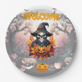 Halloween Pompoen Patch Papieren Bordje