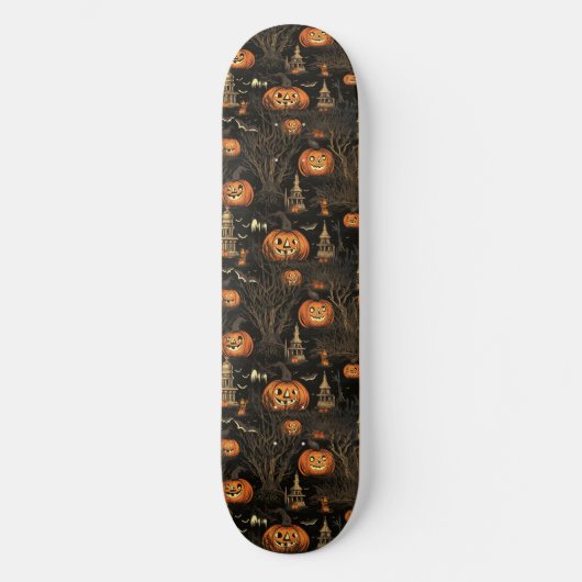 Halloween pompoen patroon donker skateboard (Voorkant)