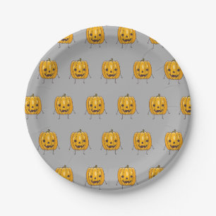 Halloween Pompoen Patroon Papieren Borden Bordje