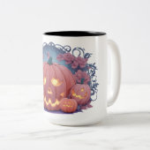 Halloween pompoen patroon tweekleurige koffiemok (Voorkant rechts)