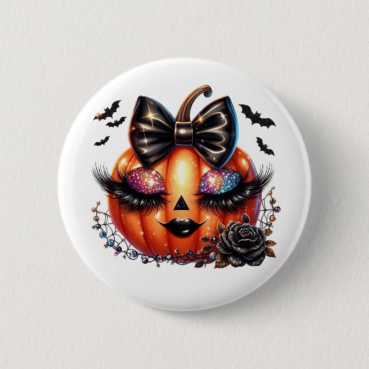 Halloween Pompoen Ronde Button 5,7 Cm (Voorkant)